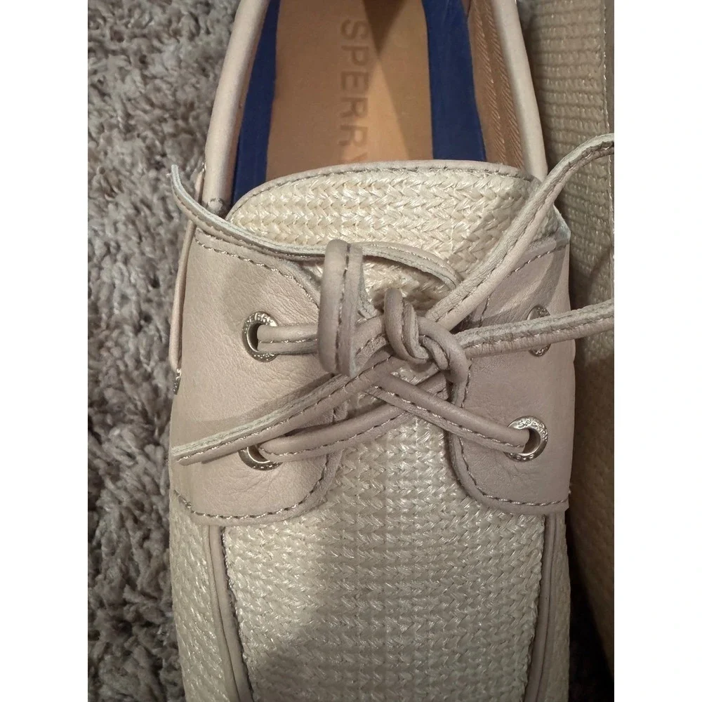 Sperry Boat Shoes Slimboat WM Women's Size 10 Beige Raffia Loafers NWOT